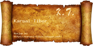 Karsai Tibor névjegykártya
